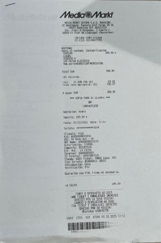 Patinete Eléctrico Negro XAIOMI