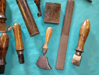 Lote herramientas curtidor cuero antiguas