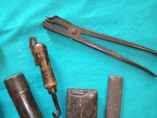 Lote herramientas curtidor cuero antiguas