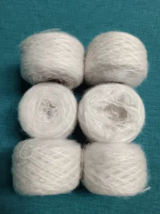 6 gomitoli filato mohair bianco offwhite