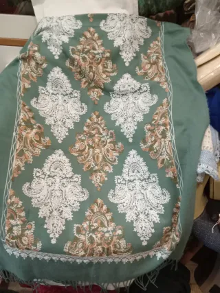 Pashmina Cachemira Verde y Multicolor