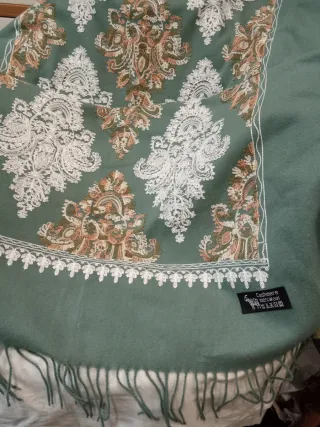 Pashmina Cachemira Verde y Multicolor