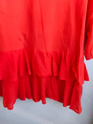 Camiseta H&M Naranja Volantes Talla L rojo anaranj