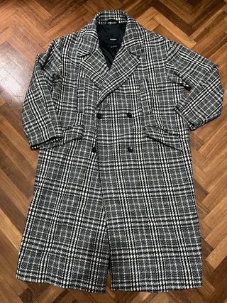 Abrigo largo cuadros mujer talla L