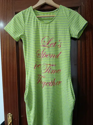 Vestido rayas verde y rosa Let's Spend Time Togeth