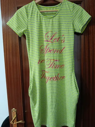 Vestido rayas verde y rosa Let's Spend Time Togeth