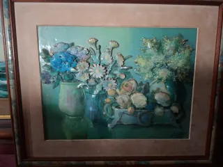 Lote cuadros decorativos mariposas y jarrón