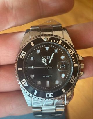 Reloj Meibo Cuarzo Negro y Plateado