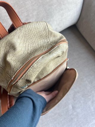 Mochila Desigual Beige Textura Reptil marrón