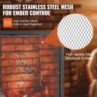 Pantalla de Chimenea de 2 Paneles con Puerta, Pantalla de Chimenea de Malla de Hierro Resistente, Cubierta de Protección contra Chispas de 990(L) x802(H)MM, Instalación Simple, Rejilla de Fuego In...