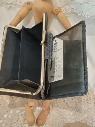 Cartera Piel Serpiente Negra Vintage