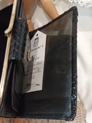 Cartera Piel Serpiente Negra Vintage