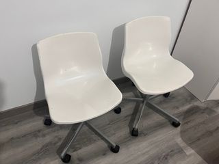 5 Sillas de Oficina Blancas con Ruedas