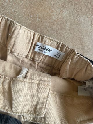 Pull&Bear Pantalón Corto Beige Talla S