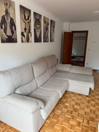 Sofá chaise longue beige tela