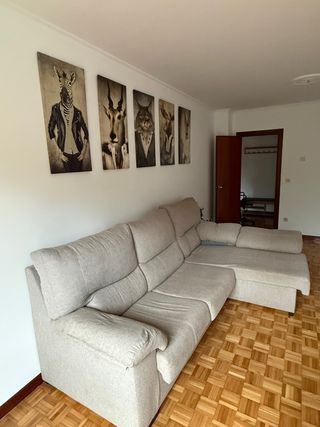 Sofá chaise longue beige tela