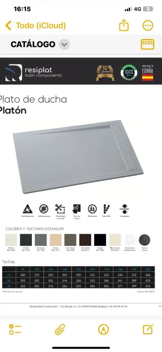 Plato de ducha de resina rejilla oculta oferta 20%