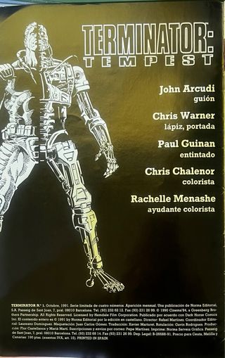 Comics TERMINATOR. Números 1 a 4. Año 1991.