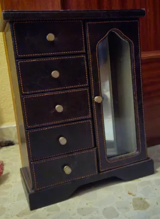 Joyero vintage piel negro y marrón