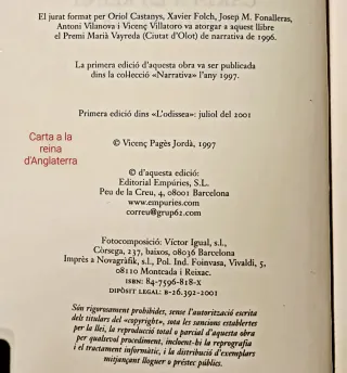 CARTA A LA REINA D'ANGLATERRA