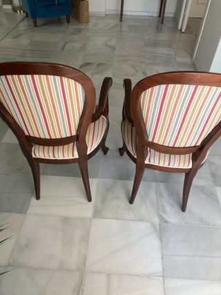 Juego 6 Sillas Madera Tapizadas Rayas