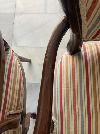 Juego 6 Sillas Madera Tapizadas Rayas