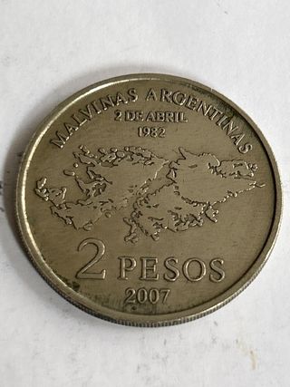 Moneda 2 Pesos Argentina Islas Malvinas 1982