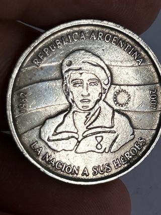 Moneda 2 Pesos Argentina Islas Malvinas 1982