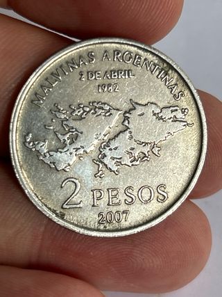 Moneda 2 Pesos Argentina Islas Malvinas 1982