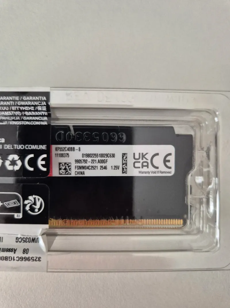 RAM Kingston Fury Beast DDR5 5200MHz 8GB. afbeelding 4