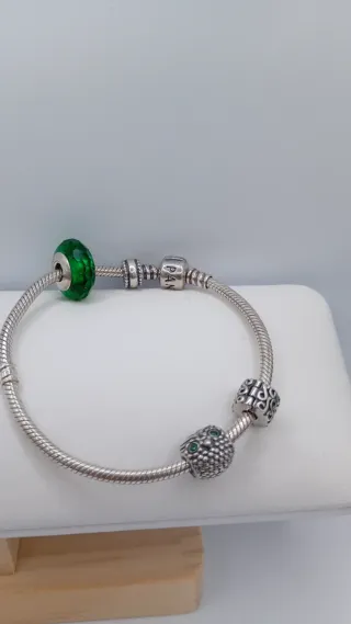 Pulsera Pandora Plata con Charm Verde