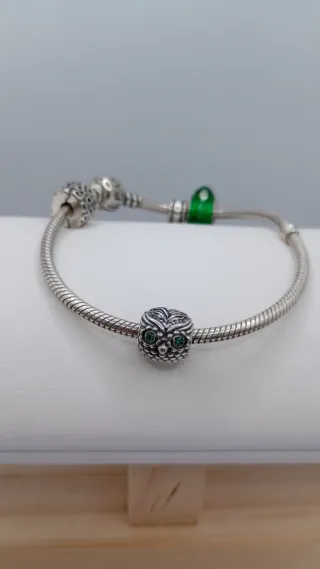 Pulsera Pandora Plata con Charm Verde