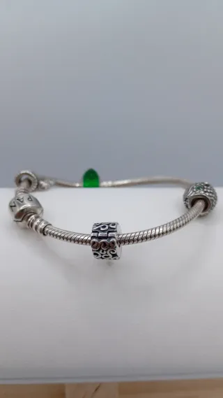 Pulsera Pandora Plata con Charm Verde