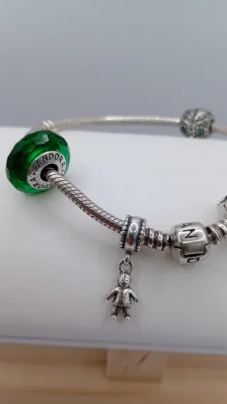 Pulsera Pandora Plata con Charm Verde