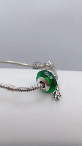 Pulsera Pandora Plata con Charm Verde