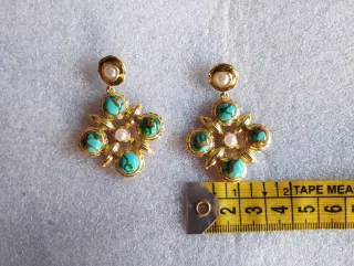 Pendientes con Turquesas y Perlas