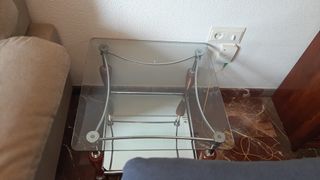 Conjunto mesas centro cristal y metal