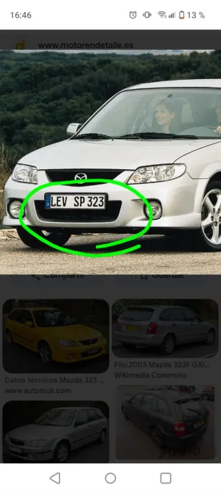 Rejilla Paragolpes Mazda 323F Sportive