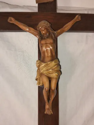 Crucifijo madera antiguo INRI