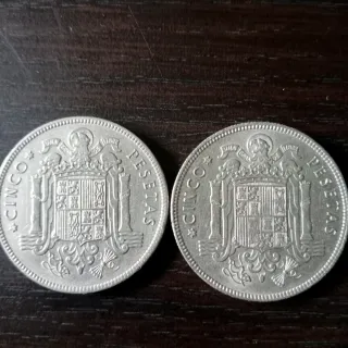 2 Monedas 5 Pesetas 1949 Franco Caudillo