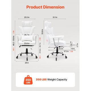 Silla de Oficina Reclinable con Reposapiés, Silla de Oficina Ancha de PU de Alta Resistencia, Sillas de Oficina Ejecutivas Grandes y Altas con Soporte Lumbar, Base de Metal Fuerte, Ruedas Silencio...