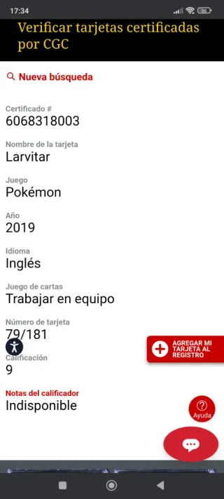 Carta Pokémon Larvitar CGC 9 MINT