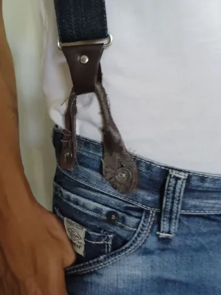 Pantalones Vaqueros Hombre Azules con Tirantes