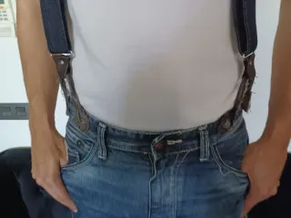 Pantalones Vaqueros Hombre Azules con Tirantes