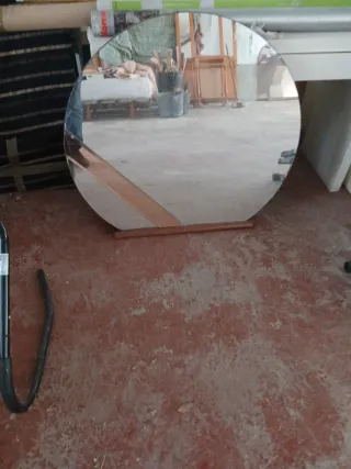 Espejo redondo madera y cristal