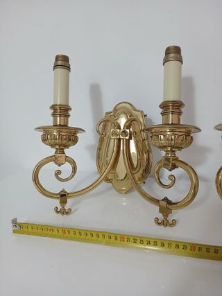 Coppia Applique Vintage Ottone Dorato 2 Luci