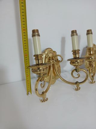 Coppia Applique Vintage Ottone Dorato 2 Luci