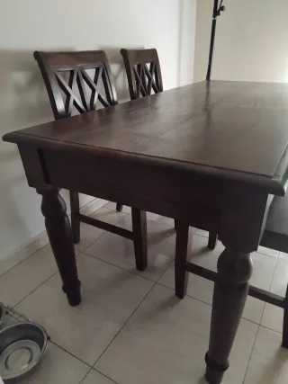 Mesa/ taula y 4 Sillas/ Cadires Rústico Colonial M