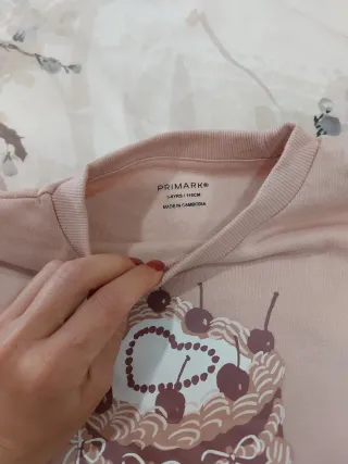 Felpa rosa con stampa torta 5/6 anni