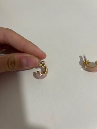 Pendientes aro rosa y dorado